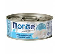 Monge Supreme Sterilised in salsa lattina da 80 gr Tonno con calamari - confezione da 6 pezzi - Cibo umido per gatti - 1° ORDINE? scegli lo sconto BZR5 / BZR20 + 200 punti fedeltà