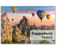 Mongolfiera colorata che vola sopra la Cappadocia, Turchia., Design 1, Magnete Frigo