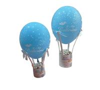Mongolfiera Decorativa Battesimo - Rosa o Azzurro - Due misure per allestimento tavola (Palloncino Incluso) (Grande Azzurro 13x13x35)