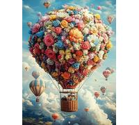 Mongolfiera Dipingere con i Numeri Adulti Fiori Dipingere con i Numeri Bambini 7 anni, Kit per Dipingere con Pennelli e Pigmento Acrilico, Hobby Creativi Adulti, Decorazioni Casa 50x70cm YH-185