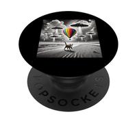 Mongolfiera E Gatto Con UFO PopSockets PopGrip Adesivo