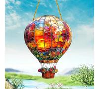 Mongolfiera - Lampada solare da giardino in acrilico, mongolfiera ad aria calda, acchiappasole effetto fiamma, ornamento da giardino per esterni, decorazione per interni e finestre