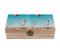 Mongolfiere galleggianti sopra la Cappadocia Scatola di immagazzinaggio di legno con coperchio scatole decorative dei ricordi scatole dell'organizzatore di gioielli contenitore regali artigianali