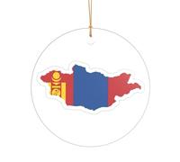 Mongolian Flag Map Print Wedding Gift Ideas for Couples, A Just Married Acrylic Christmas Tree Ornament
