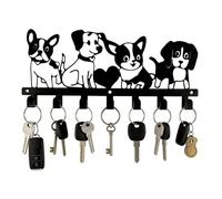 mongtsamz Appendichiavi da Muro Forma di Cane,Portachiavi da Parete Sagoma Nera,Appendi Chiavi a Muro Sette Ganci,Ganci Adesivi per Tenere in Ordine L'Ingresso,Regalo per Gli Amanti Degli Animali