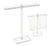 mongtsamz Espositore Collane, Appendi Collane Acrilico con 40 Ganci Trasparente Porta Collana da Tavolo Porta Collane in Acrilico per Collane Orecchini Anelli Accessori, 1 Pezzi