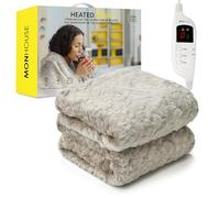 MONHOUSE Accappatoio Riscaldato - Coperta Elettrica - Controller Digitale - Timer Fino A 9 Ore, 9 Impostazioni di Calore, Spegnimento Automatico - Singolo 130x160cm - Grigio Fell