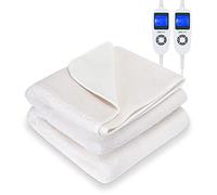 MONHOUSE Coperta Elettrica In Morbido Pile Premium - Coperta Riscaldata - Coprimaterasso Riscaldato Aderente - Lavabile In Lavatrice - Doppio Controller Multi Zone, 9 Impostazioni - Doppio 135X190Cm