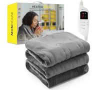 MONHOUSE Coperta Riscaldata - Coperta Elettrica - Controller Digitale - Timer Fino A 9 Ore, 9 Impostazioni di Calore, Spegnimento Automatico - Matrimoniale 150x200cm - Grigio