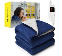MONHOUSE Coperta Riscaldata - Coperta Elettrica - Controller Digitale - Timer Fino a 9 Ore, 9 Impostazioni di Calore, Spegnimento Automatico - Matrimoniale 150x180cm - Marina Shearling