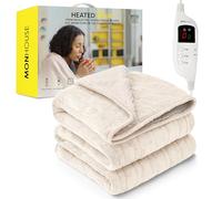 MONHOUSE Coperta Riscaldata - Coperta Elettrica - Controller Digitale - Timer Fino a 9 Ore, 9 Impostazioni di Calore, Spegnimento Automatico - Singolo 130X160 cm - Beige Shearling