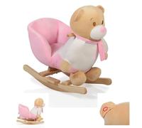 Moni Animale a Dondolo Peluche Orso Rosa WJ-635 con Manici in Legno da 12 Mesi
