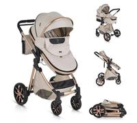 Moni carrozzina Alma, seggiolino sportivo, navicella, decappottabile reversibile, colorazione:beige