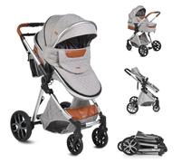Moni carrozzina Alma, seggiolino sportivo, navicella, decappottabile reversibile, colorazione:grigio chiaro