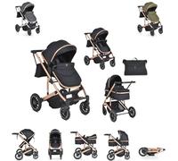 Moni carrozzina combinata 2in1 navicella Thira trasformabile seggiolino sportivo, colori:nera