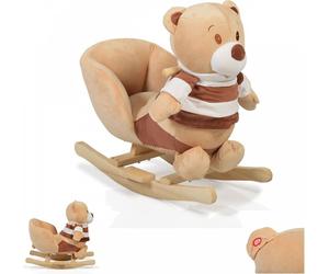 MONi Dondolo Bambini da 12M - 30Kg con Suoni colore Beige con Orso di Peluche