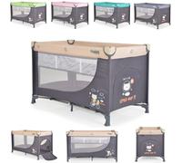 MONi lettino da viaggio Tommy 2 livelli, materasso pieghevole, ingresso laterale, colorazione:beige