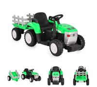 Moni Trattore Elettrico per Bambini Dallas con rimorchio Telecomando Musica luci, colorazione:Verde