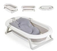 Moni vaschetta da bagno pieghevole Palma in 3 pezzi con cuscino da bagno, spugna, colorazione:grigio