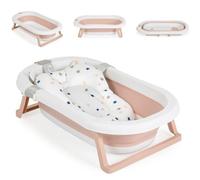 Moni vaschetta da bagno pieghevole Palma in 3 pezzi con cuscino da bagno, spugna, colorazione:rosa