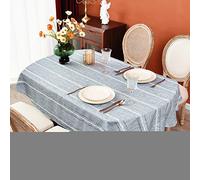 Monibana Tovaglia rustica ovale in cotone grigio e lino ricamata, tovaglia da cucina, sala da pranzo per tavoli ovali, 150 x 200 cm