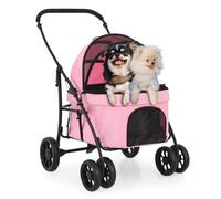 MoNiBloom Passeggino per cani di taglia grande fino a 20,4 kg, passeggino pieghevole a 4 ruote con 3 ingressi, trasportino da viaggio per animali domestici