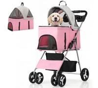 MoNiBloom Passeggino pieghevole 3 in 1 per animali domestici, trasportino rimovibile, seggiolino auto e passeggino con pulsante di ingresso per animali di piccola taglia, passeggino per cani di taglia
