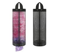 moniko Confezione da 2 sacchetti di plastica, organizer per sacchetti della spesa a rete, pieghevoli, lavabili, da appendere, per cucina (nero)