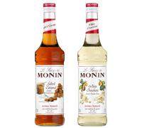 MONIN - Assortimento di sciroppo di caramello salato e cioccolato bianco per caffè, cappuccino, latte e cioccolata calda - aromi naturali - 2 x 70cl