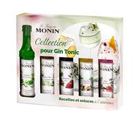 MONIN - Cofanetto Sciroppo MONIN per Gin Tonic Sapori Rosa/Fiore di Sambuco/Fragola/Frutto della Passione/Cetriolo - Per Cocktail Con o Senza Alcool - Aromi naturali - Bottiglia di Vetro - 5 x 5 cl