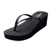 Monissy Infradito Donna Zeppa Eleganti Estate Moda Mare Gomma Antiscivolo Comfort Alto 7CM Tacco Inclinato Bagno Piscine Spiaggia Vacanza Nero M