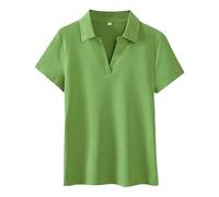 Monissy Magliette Polo Donna Maglietta Donna Manica Corta Cotone Polo Donna Maniche Corte T Shirt Donna Manica Corta Polo Donna Classica Porosità Assorbente Atletico Casuale Affari Verde XL