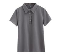 Monissy Polo Donna Maniche Corte T Shirt Donna Manica Corta Polo Donna Magliette Polo Donna Maglietta Donna Manica Corta Cotone Classica Porosità Assorbente Affari Atletico Casuale Grigio Scuro L