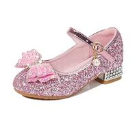 Monissy Scarpe da Principessa Festa Lustrino Compleannoda Danza Latina Bambini Tacco con Paillettes Scarpe Bambina Tacco Cerimonia Carnevale Halloween Festa Scarpe,Rose,27