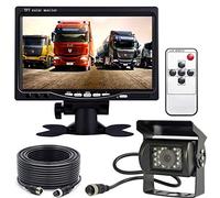 Monitor 17,8 cm LCD TFT HD a Colori con Telecamera Posteriore | 4 Pin, Infrarossi Visione Notturna, Impermeabile, 15 m di Cavo, Per Auto, Camper, Autobus