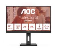 AOC U27E3UF - Monitor UHD da 27 pollici, altezza regolabile, altoparlanti, Adaptive Sync 3840x2160.4K, 60 Hz, DisplayPort, 2x HDMI, hub USB nero, Regolazione altezza, 27 pollice UHD