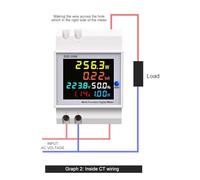 Monitor AC su guida DIN 6IN1 da 1 pz. 110 V 220 V 380 V 100 A Tensione Corrente Fattore di potenza Attivo KWH Energia elettrica Misuratore di frequenza VOLT AMP(Built-in CT,AC 250-450V 100A)