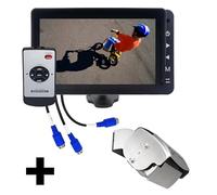 Monitor AHD RAV-MO-7HD da 7" con 3 ingressi per fotocamera, set con mini telecamera posteriore RAV-M Full HD da 1080p di CARGUARD Systems, angolo di visualizzazione 130°, 9-32 V e linee guida