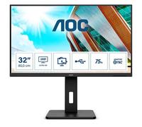 AOC U32P2 - Monitor UHD da 32 pollici, regolabile in altezza (3840 x 2160, 75 Hz, HDMI 2.0, DisplayPort, hub USB), colore: Nero