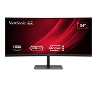 Monitor curvo Viewsonic QHD da 34 , HDMI, DisplayPort, 65 W, USB-C, USB RJ45, regolazione multipla dell'altezza. - Nouvo