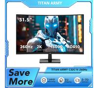 Monitor da gioco curvo TITAN ARMY C32C1S 1500R, pannello HVA da 31,5 pollici 2560*1440, velocità di aggiornamento 260 Hz, HDR10, modalità Game Plus al 99% sRGB C32C1S