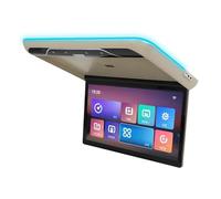 Monitor da tetto for auto 1080P 22 pollici, TV, lettore video ribaltabile, schermo IPS soffitto, luci ambientali a 16 colori(Beige)