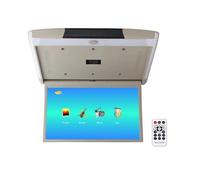 Monitor Da Tetto For Auto 15,6 Pollici, TV Ribaltabile, Schermo Video HD 1080P, Lettore MP5, IPS Con Luce Ambientale Blu, USB SD HDMI FM Facile Da Installare Per I Viaggi(Beige)