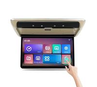 Monitor da tetto for auto da 13,3 pollici, schermo IPS touch screen, video HD 1080P, ribaltabile, con luce ambientale blu(Beige)