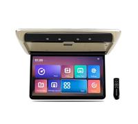 Monitor da tetto for auto da 15,6" 3G 32G, schermo IPS 8K ribaltabile con luce ambientale a 16 colori, ingresso SD FM AV Mirrorlink(Beige)