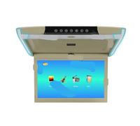 Monitor da tetto for auto da 15,6 pollici, schermo HD 1080P, lettore MP5, LED e luce ambientale, funzioni USB FM(Beige)