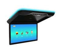 Monitor da tetto for auto da 19 pollici, schermo ribaltabile 1080P, display multimediale for video montato sul tetto con luce ambientale a 16 colori(Black)