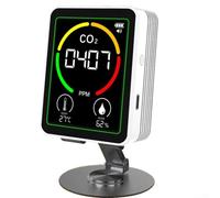 Monitor d'aria per interni 3 in 1, rilevatore di temperatura e umidità di anidride carbonica, con supporto, per scuole, uffici e case (bianco)