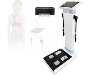Monitor della composizione corporea con riconoscimento facciale istantaneo, profili multiutente, monitoraggio della crescita, stampa wireless e BIA a doppia frequenza