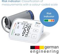 Beurer Sfigmomanometro da braccio BM 57, sfigmomanometro digitale con ampio bracciale fino a 43 cm, connessione app tramite Bluetooth, protezione dei dati certificata